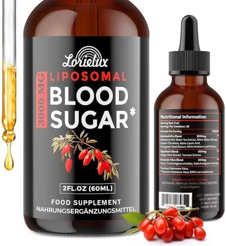 Liposomal Berberine HCL Supplement 3000mg - Advanced Formula with Ceylon Cinnamon for Blood Sugar Support Digestive & Metabolic Health, Non-GMO Vegan - 60 ml Liquid Supplement