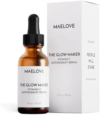 MAELOVE Vitamin C Serum, Glow Maker with Vitamins C, E, Ferulic Acid and Hyaluronic Acid, Fragrance-Free, Award-Winning Highlighting and Moisturizing Face Serum, 50 ml
