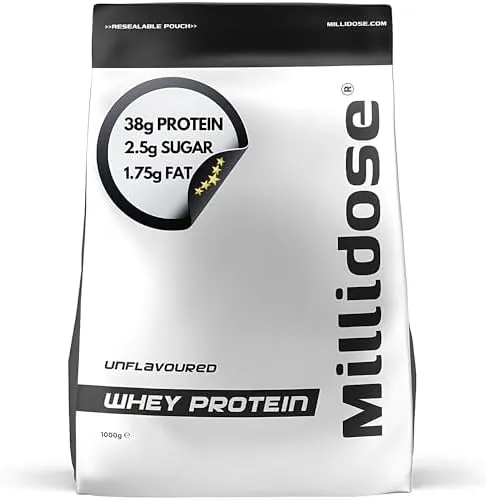 1kg unflavoured Protein Powder - unflavoured whey Protein Powder Perfect for a high Protein Shake or Snack - whey Nutrition for Building Muscle - 38g of Protein per Serving