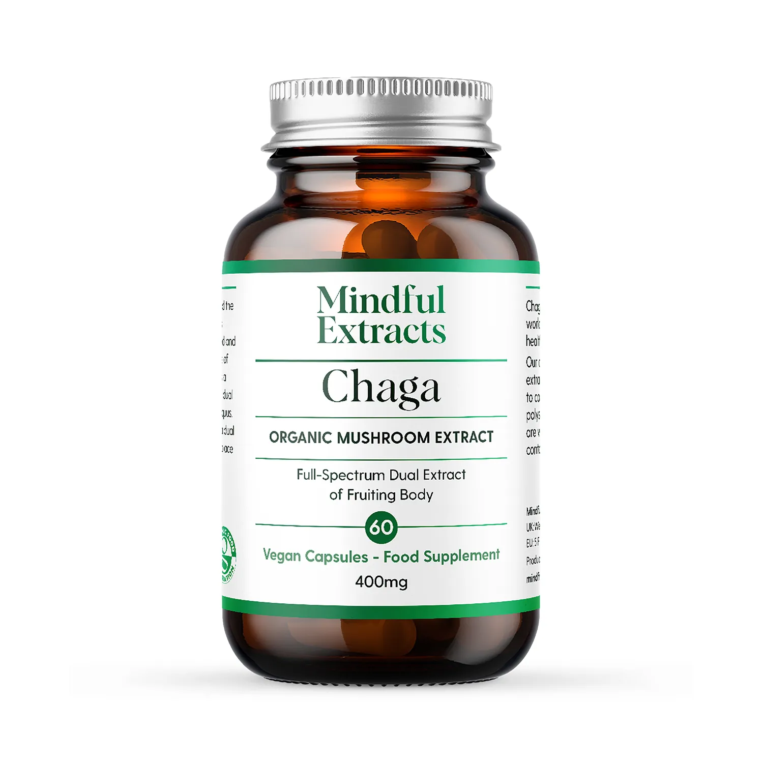 Organic Chaga Mushroom 60 Vegan Capsules