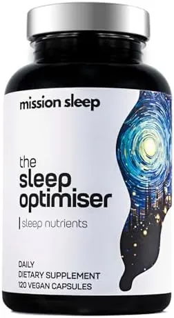 The Sleep Optimiser Sleeping Capsules - Non Melatonin Tablets Sleep Supplement for Adults with Magnesium Glycinate, L Theanine, Apigenin & Zinc - Nutrient-Based Sleeping Aid Suitable for Long Term Use