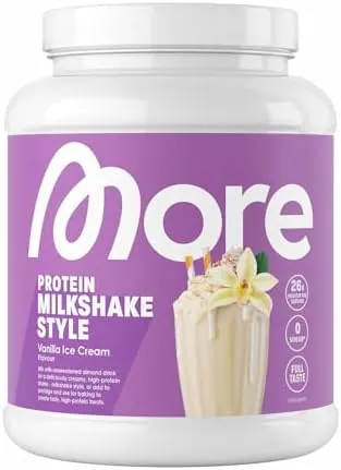 More Protein Whey Casein Protein Powder, Vanilla Ice Cream, 600 g, 1.32 lbs, 20 Servings - with Lactase