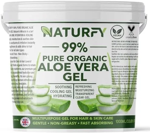 100% Pure & Organic Aloe Vera Gel for Skin, Body, Face & Hair