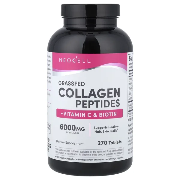 Grass-fed Collagen Peptides + Vitamin C & Biotin, 270 Tablets