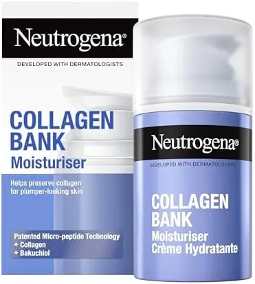 Neutrogena Collagen Bank Face Moisturiser with Bakuchiol, Daily Anti-Ageing Face & Neck Collagen Cream with Micro-peptides and antioxidant Bakuchiol, for all skin types, 50ml