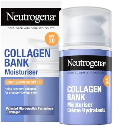 Neutrogena Collagen Bank Face Moisturiser with SPF 30, Daily Anti-Ageing Face & Neck Collagen Cream with Micro-peptides and Broad Spectrum SPF, for all skin types, 50ml