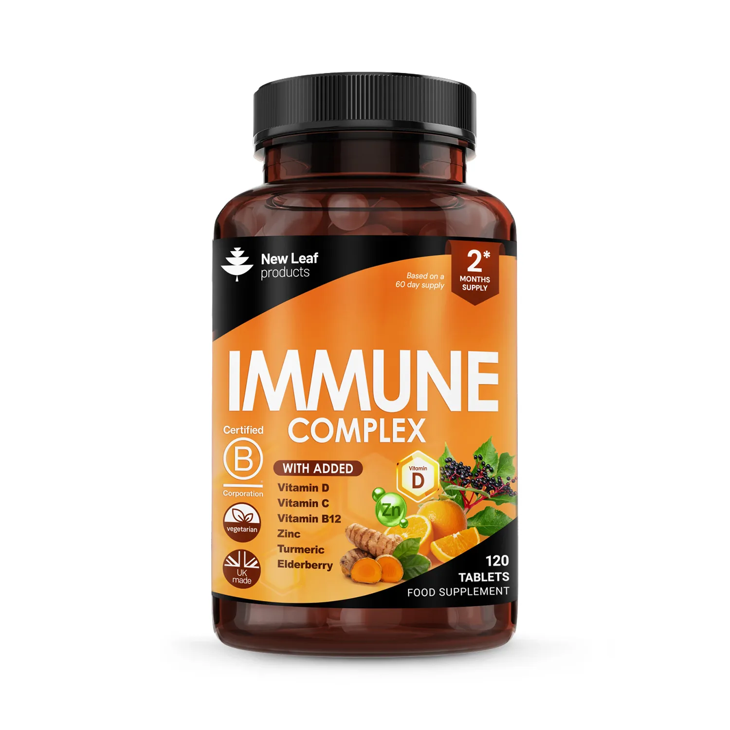 Immune Complex with Vitamins, Zinc, Turmeric, Elderberry Tablets 120 tablets