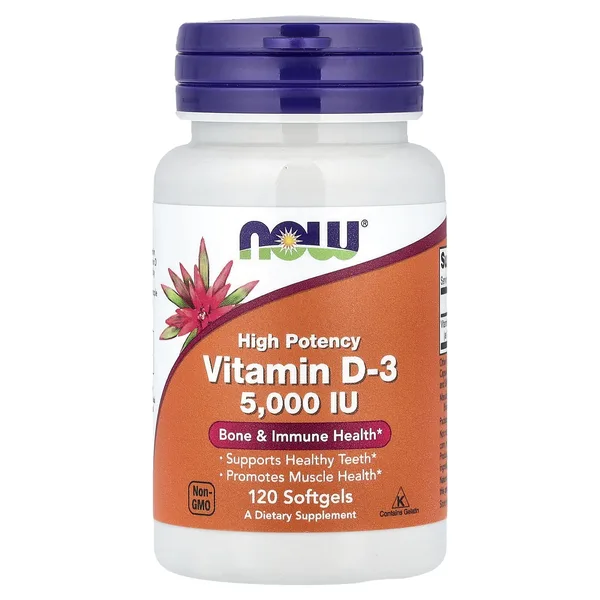 Vitamin D-3, High Potency, 5,000 IU, 120 Softgels