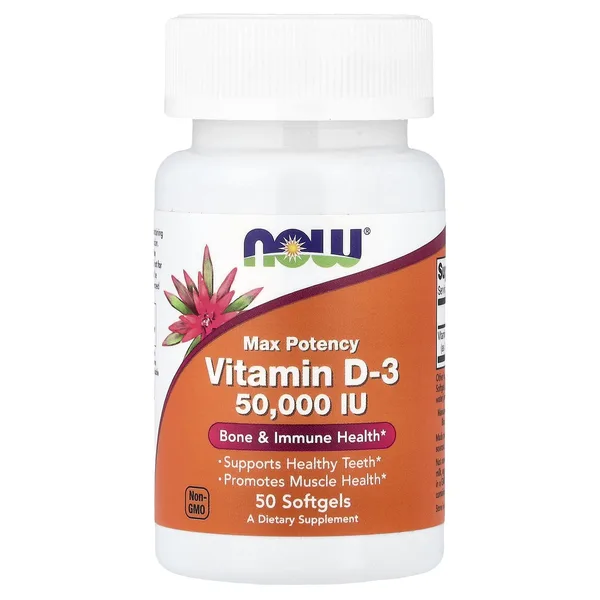 Vitamin D3, Max Potency, 50,000 IU, 50 Capsules