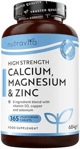 Nutravita Calcium Magnesium & Zinc with Vitamin D D3 Copper Selenium Boron and Manganese - 365 Tablets