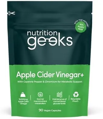 Apple Cider Vinegar Capsules 15,000mg with Mother & 30% Acetic Acid - Enhanced with Chromium & Cayenne Pepper - 90 Vegan Capsules (Not Apple Cider Vinegar Gummies or Liquid), Teeth Friendly - UK Made
