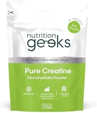 Pure Creatine Monohydrate Powder - 315g (90 Servings) - Easy Dissolve Creatine Powder, Unflavoured & Micronised (Not Creatine Gummies or Creatine Tablets), Vegan Creatine for Women and Men