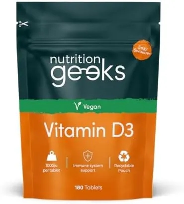 Vegan Vitamin D 1000iu Tablets - 180 Easy-Swallow Plant-Based Algae Vitamin D Tablets, 6 Month Supply - VIT D3 High Strength Immune Support - Highest Grade Certified UK Made Vegan Vitamin D3 1000iu
