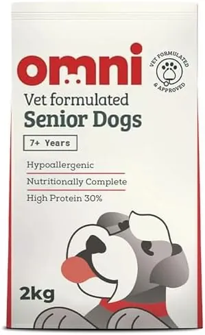 OMNI Hypoallergenic Dog Food for Senior Dogs 2kg - Protein-Rich Dry Kibble, Made in the UK with Natural Ingredients, Backed by Vets, Supported By Science, Dragons’ Den Winners