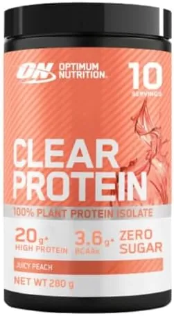 Optimum Nutrition Clear Protein 100% Plant Protein Isolate Powder, Juicy Peach, 280g, 10 Servings