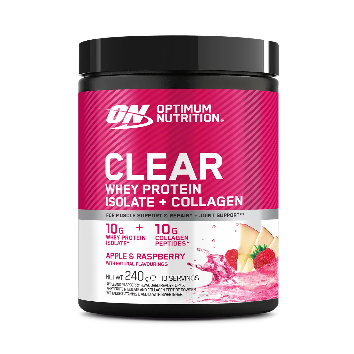Clear Whey Protein Isolate + Collagen Apple & Raspberry 240g