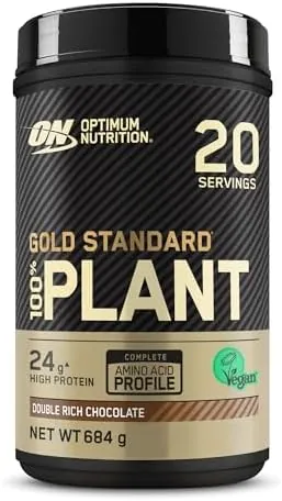 Optimum Nutrition Gold Standard 100% Plant Based Protein Powder for Men and Women, Vegan Protein Shake Powder, Post Workout or Anytime Throughout The Day, Chocolate Flavour, 20 Servings, 684g