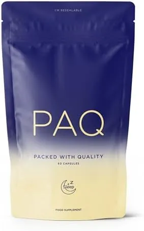 Sleep PAQ Natural Sleep Aid – 60 Vegan Capsules – Magnesium, L-Theanine, Passion Flower, Cherry – Non-Habit Forming, No Melatonin – Clinically Dosed for Sleep, Recovery & Relaxation