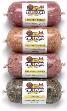 Frozen Raw Dog Food Variety Pack - 24 Rolls (500g Each, 12kg Total) - Includes Chicken, Vegetables, Tripe, Beef Flavours) BARF Diet