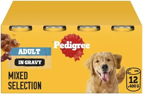 Pedigree Adult Dog Wet Food Can, Mixed Selection Gravy, 12x400g