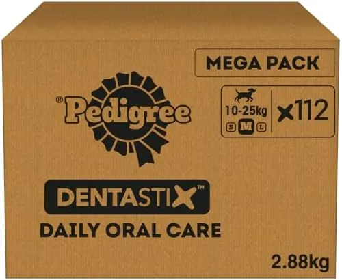 Pedigree DentaStix - Daily Dental Chews For Medium Dogs (10-25 kg), 112 Sticks