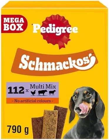 Pedigree Schmackos Mega Pack 110/112 Strips Snacks, Dog Treat Multipack with Beef, Lamb and Poultry Flavours