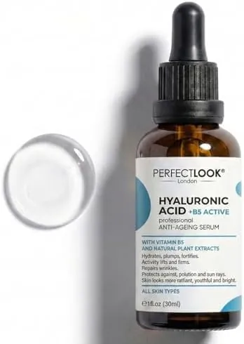 5% Hyaluronic Acid Serum for Face with Centella Asiatica and Vitamin B5 – 97.6% Natural Ingredients – Anti-Ageing Formula for Deep Hydration, Firming & Plumping 30ml