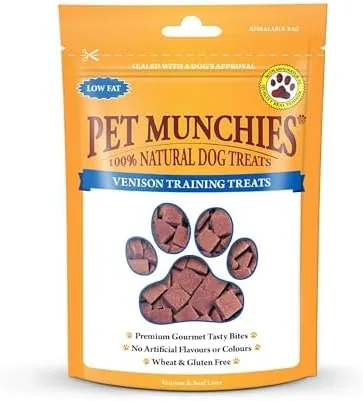 Pet Munchies Venison & Beef Liver Dog Training Treats, Grain Free Tasty Bites with Natural Real Meat, Low in Fat 50g