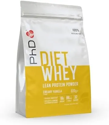 PhD Nutrition Diet Whey Low Calorie Protein Powder, Low Carb, High Protein Lean Matrix, Creamy Vanilla Diet Whey Protein Powder, High Protein, 32 Servings Per 800g Bag