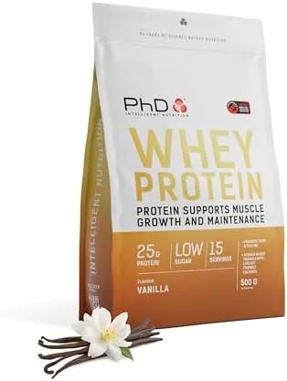 PhD Nutrition Whey Powder 500g Vanilla – with 25g Informed Protein per Serving, enriched with Well-Tolerated Cultures