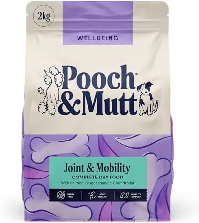 Pooch & Mutt - Joint Care Complete Dry Dog Food Grain Free (Regular Sized Kibble), for Mobility Support and Joint Aid, Salmon and Sweet Potato, 2kg