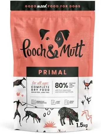 Pooch & Mutt - Primal High Protein Grain Free Dry Dog Food, Wild Boar Flavour, 1.5kg