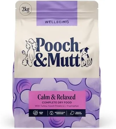 Calm & Relaxed Complete Dry Dog Food Grain Free (Regular Sized Kibble), for Calming Hyperactive or Anxious Dogs, Turkey and Sweet Potato, 2kg