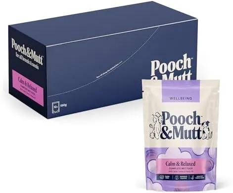 Calm & Relaxed, Complete Wet Dog Food Grain Free, Dry Dog Food Topper for Calming Hyperactive or Anxious Dogs, Lamb and Beef, Pack of 12 x 150g