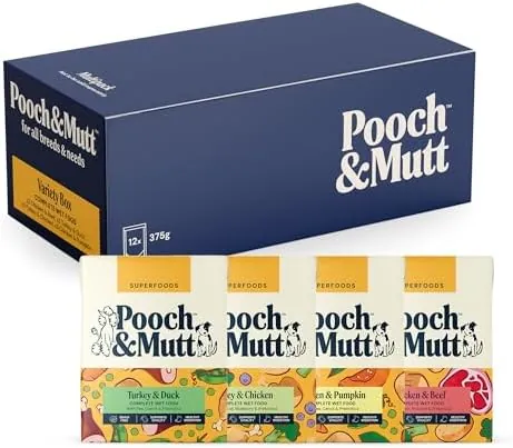 Variety Pack, Complete Wet Dog Food Grain Free, Dry Dog Food Topper, 12x375g