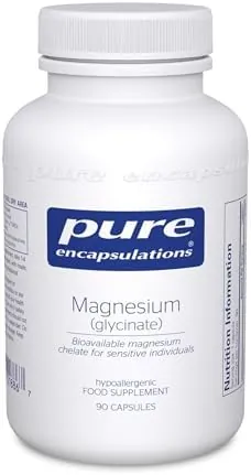 Pure Encapsulations Magnesium Glycinate 120mg - Bioavailable Magnesium Chelate Tiredness and Fatigue Supplement - 90 Capsules