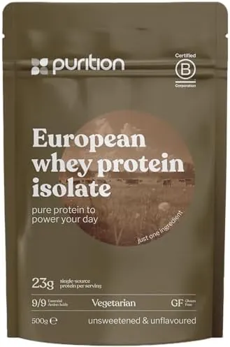 100% Whey Protein Isolate, 93% Protein, Triple-Filtered, Unsweetened, Unflavoured, Soy Free, Low Fat, 23g Protein per Serving, 20 Servings - 500g