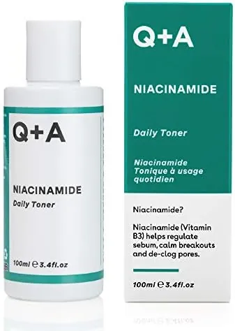 Q+A Niacinamide Daily Toner for Face (100ml), Pore Refining and Hydrating Face Toner with Hyaluronic Acid and Aloe Vera, Fragrance Free Skincare, Helps Calm Redness and Blemishes