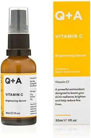 Q+A Vitamin C Brightening Face Serum (30ml), Vitamin C Serum for Face with Hyaluronic Acid, Hydrating and Anti-Ageing, Fragrance Free Skincare, Brightens Skin and Evens Out Skin Tone