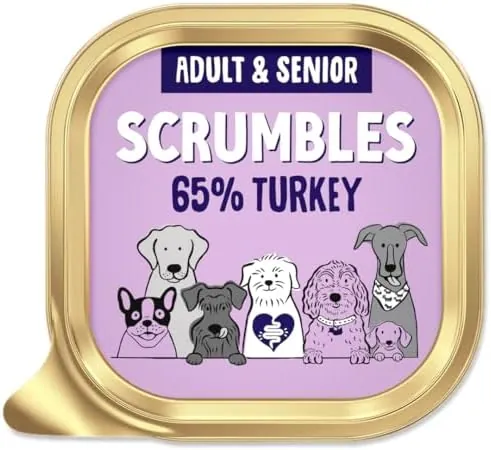 Scrumbles Turkey Natural Wet Dog Food, Grain Free Recipe with 65% Turkey and Slippery Elm, 12x 150g