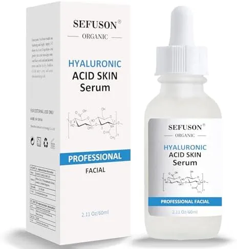 Hyaluronic Acid Serum 5% for Face (60ml) – Anti Aging & Anti Wrinkle Facial Serum with Niacinamide + Vitamin E, Hydrating Moisturizer for Plump Skin, Reduces Fine Lines & Age Spots, Fragrance Free