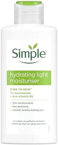 Simple Kind to Skin Hydrating Light Moisturiser Skin Care Product with Pro-Vitamins B5 and E for 12-Hour Moisturisation 125 ml