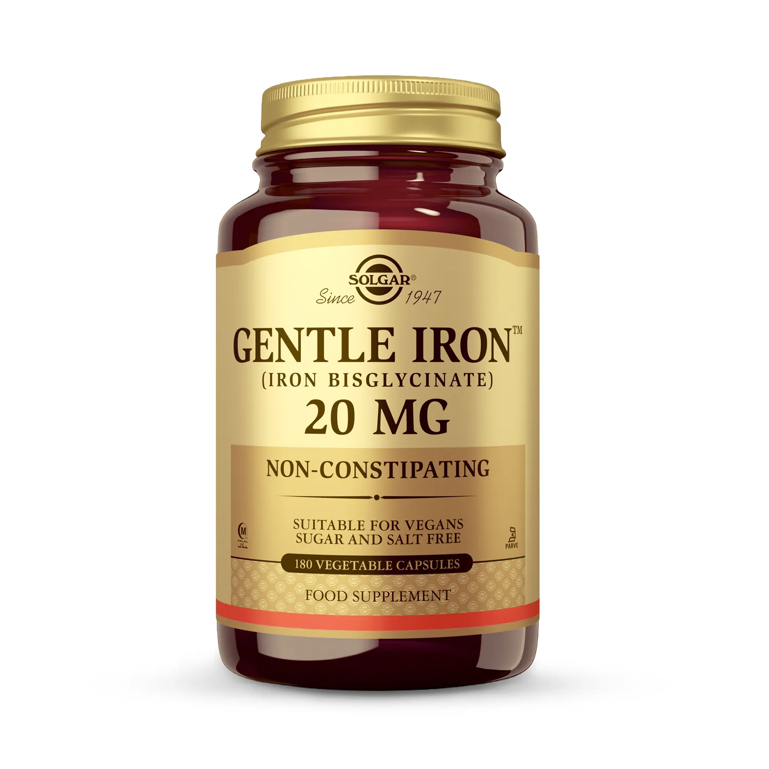 Gentle Iron (Iron Bisglycinate) 20mg Vegetable 180 Capsules