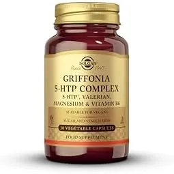 Solgar Griffonia 5-HTP Complex – Sleep and Mood Support with Valerian Root, Magnesium, and Vitamin B6 - Vegan & Gluten Free - Pack of 30