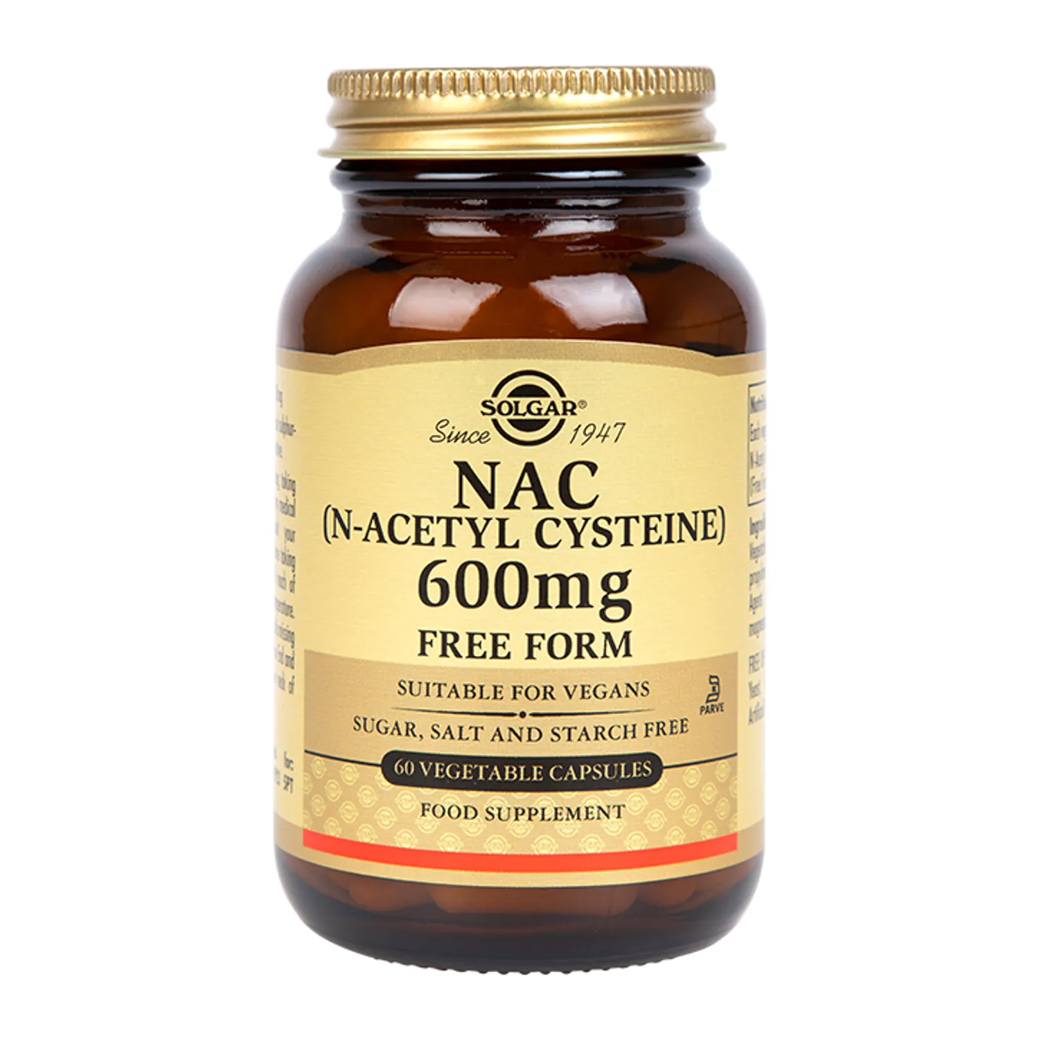 N-Acetyl Cysteine 600mg Free Form 60 Vegi Capsules
