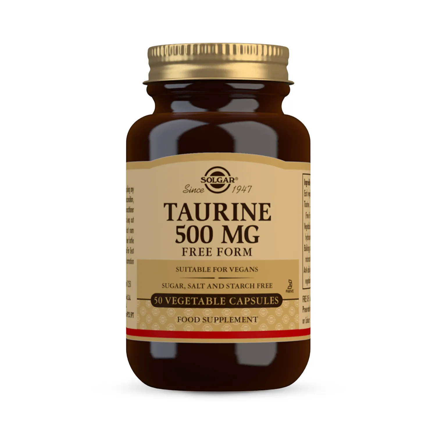 Taurine 500mg Vegetable 50 Capsules