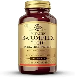 Solgar Vitamin B-Complex "100" Extra High Potency Vegetable Capsules - Pack of 100 - Supports Mental Performance and Reduces Fatigue - Vegan
