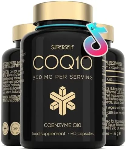 CoQ10 Supplement - Coenzyme Q10 High Strength 200mg - 60 Capsules - Vegan Naturally Fermented Ubiquinone - Co Enzyme CQ10 High Absorption - UK Made