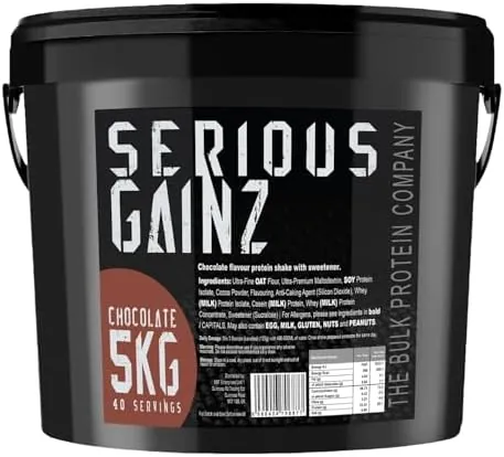 The Bulk Protein Company, SERIOUS GAINZ - Whey Protein Powder - Weight Gain, Mass Gainer - 30g Protein Powders (Chocolate, 5kg)