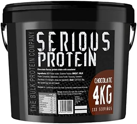 SERIOUS PROTEIN – Protein Powder – 4kg – Low Carb – Supports Lean Muscle Growth – Recovery Supplement - The Bulk Protein Company - 133 Servings (Chocolate)